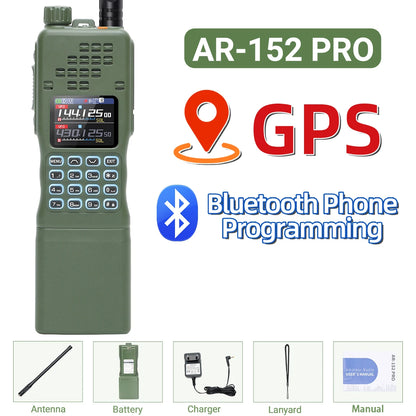 BAOFENG AR-152 PRO 10W GPS Long Range Walkie Talkie 50KM Bluetooth Programming Multi Band 12000mAh Tactial Amateur Survival Gear