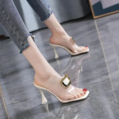 High Heels Slippers Women Pumps Shoes Dress 2024 New Summer Luxury Brand Sexy Party Designer Sandals Fashion Transparency Slides