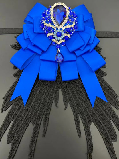 Luxury Rhinestone Mesh Wing Bow Brooch  Elegant Banquets Dress and Wedding Shirts Lapel Flower Bow Tie  Unisex Gift Accessory