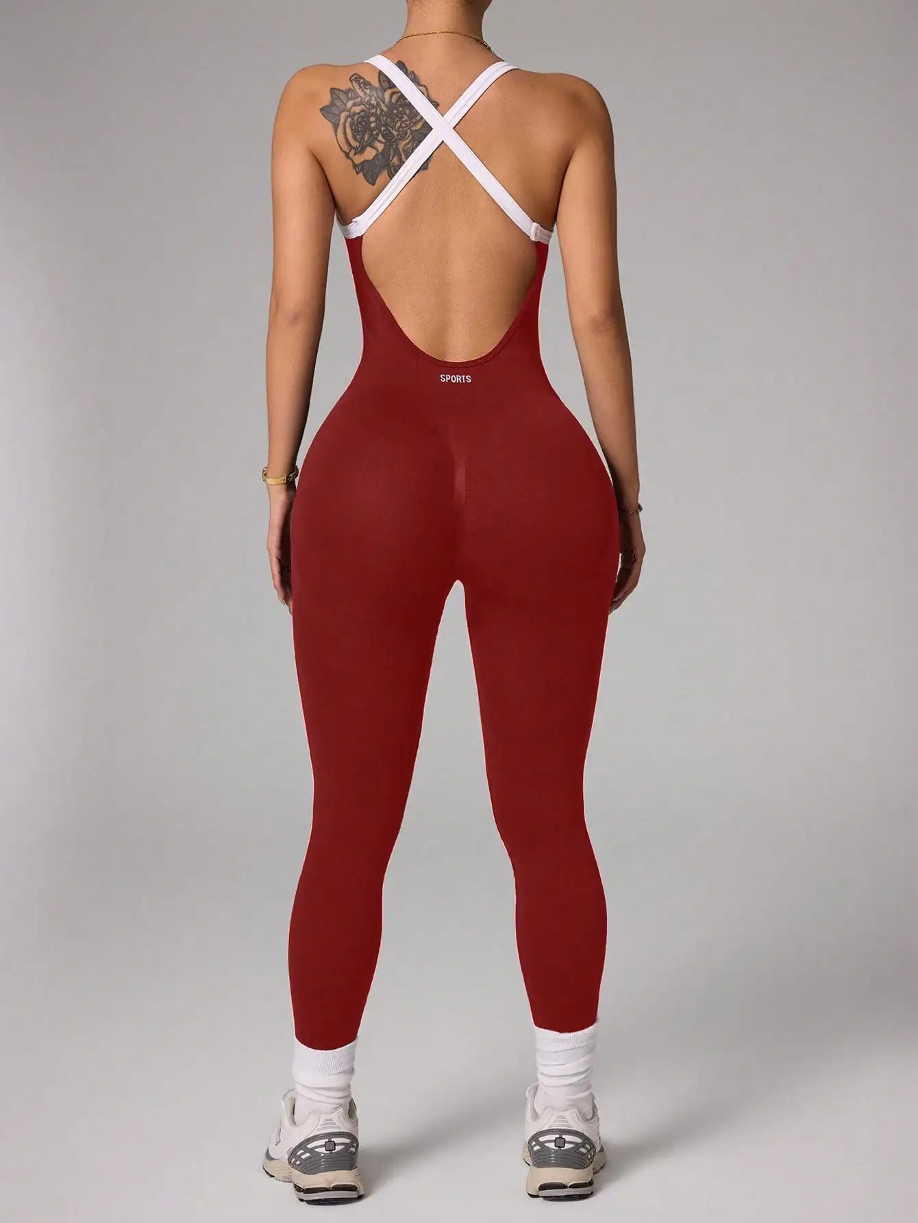 Cross shoulder strap pants jumpsuit yoga suit fitness suit threaded jumpsuit seamless exercise quick drying yoga jumpsuit