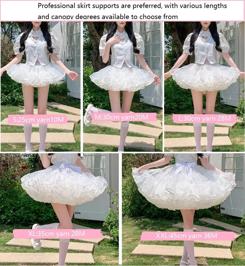 Multi-layer Ruffled Petticoats For Women Fluffy Bubble Skirt Crinoline Underskirt No Hoop Boneless Lolita Puffy Skirt Mini Skirt