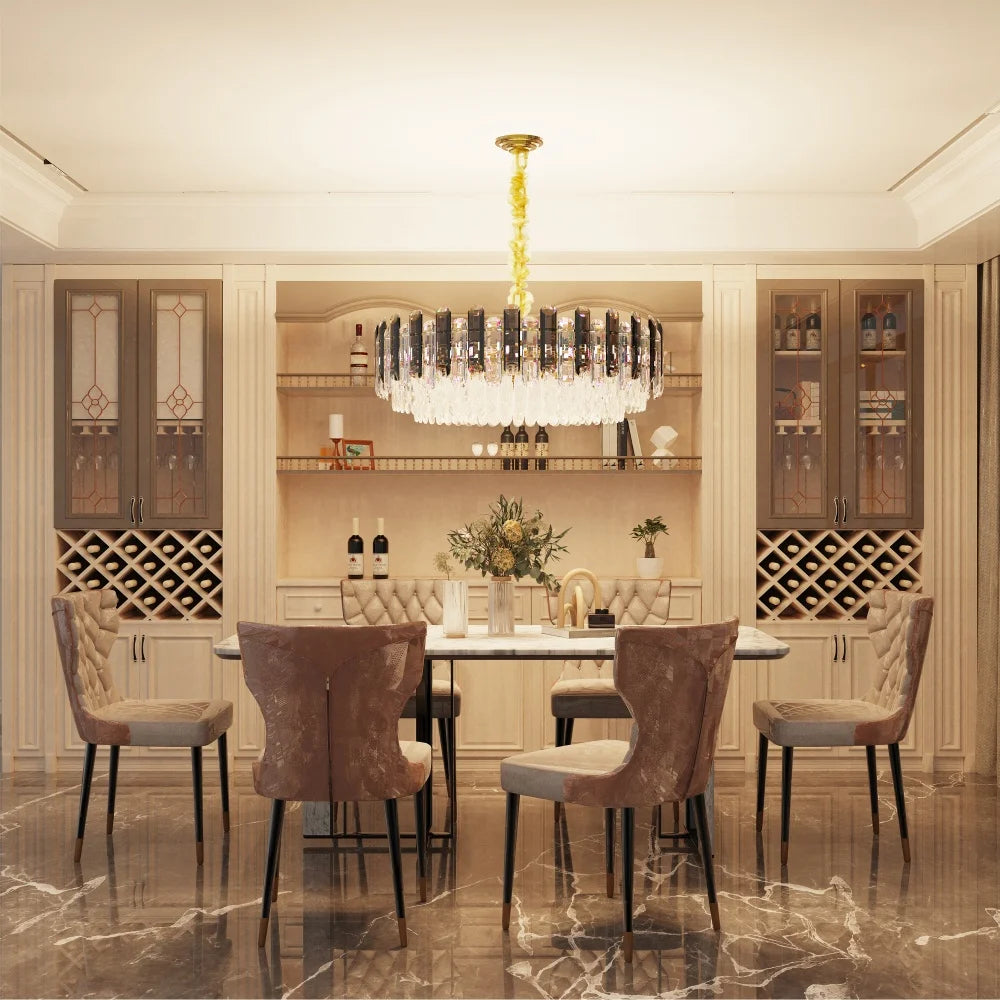 Modern K9 Crystal Chandelier Round Ceiling Fixtures Pendant Lights Living Room Bedroom