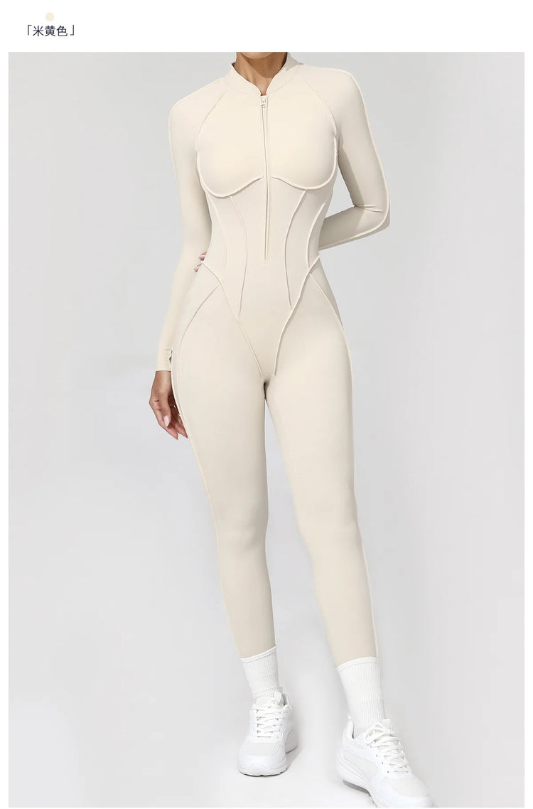 One Pieces Long Jumpsuits Sexy Womens Overalls Mono Streetwear Yellow Body Long Sleeves Woman Clothing Summer Gym Sportswear