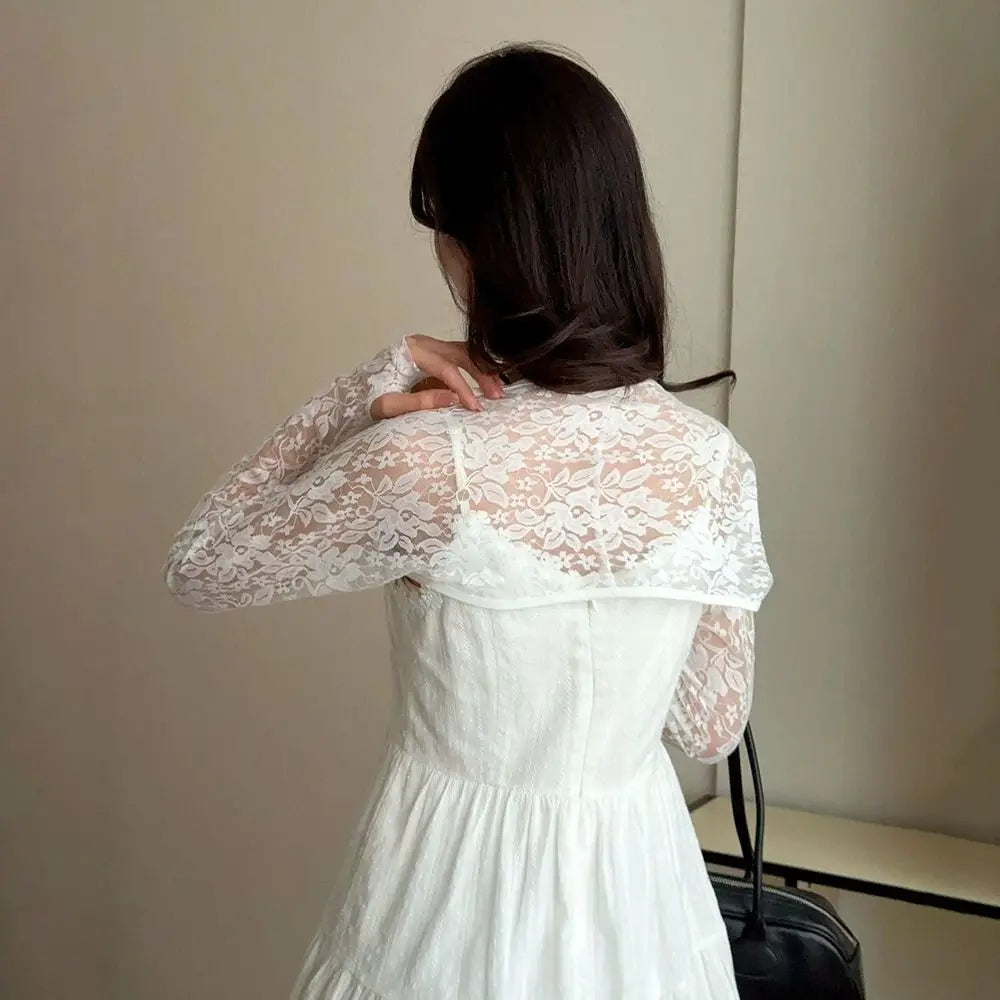 Fashion Lace Mesh Women Sunshade Sleeves Hollow Out Long Sleeve UV Protection Sleeves Ice Silk Thin One Shoulder Sleeves Cycling