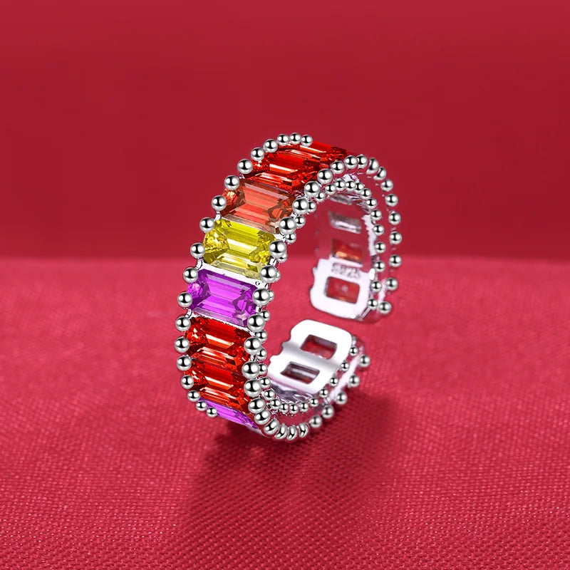 925 Sterling Silver Ring Heart AAA Zircon Open adjustable Engagement For Women Wedding Fashion Jewelry Party Gifts