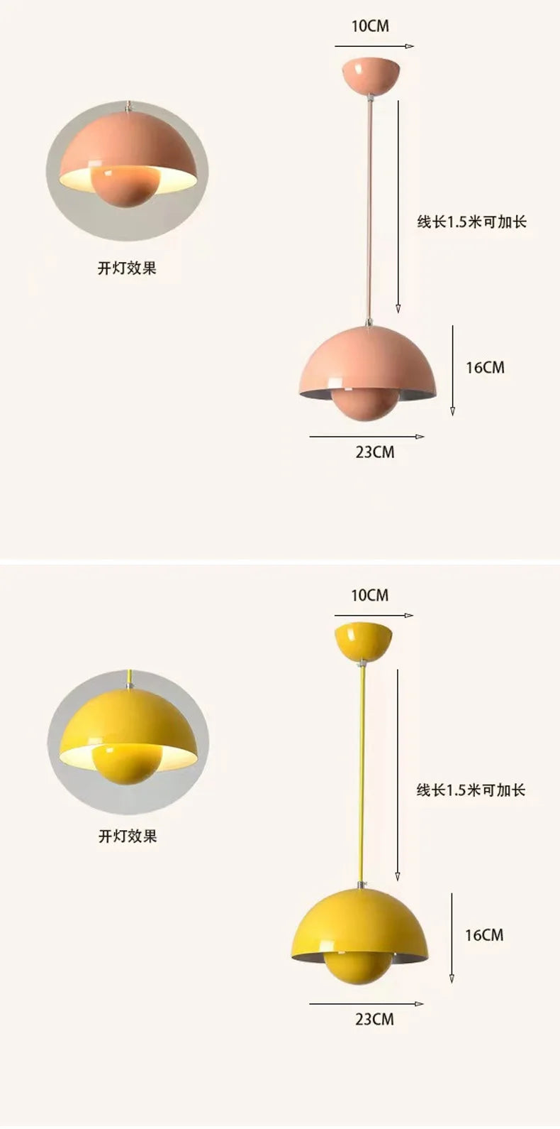 Nordic Minimalist 23cm Pendant Lights Modern Restaurant LED Chandelier E27 Bedroom Study Kitchen Island Home Decoration Gloss