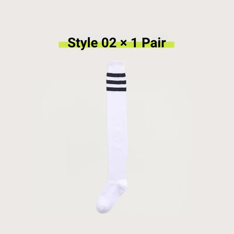 1/2 Pairs Women Over The Knee Socks Cotton Thigh High Socks Black White Blue Colorful Striped Pattern Fashion Casual Daily Wear