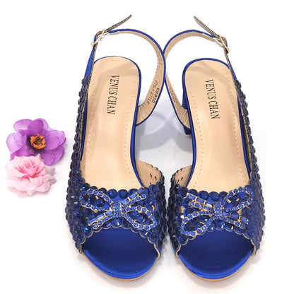 2024 New Italian Design Full Drill Elegant Wine Evening High Heels Wedding Party Shoes Matching Clutch Handbag
