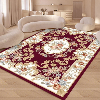 European Retro Floral Large Carpet for Living Room Luxury Decoration Rug  Non-slip Bedroom Cloakroom Washable Soft Mat