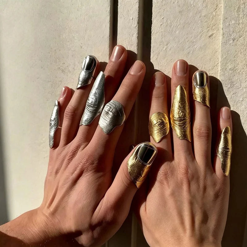 Fashion Metal Irregular Texture Finger Rings for Men Women Punk Hip Hop Gold Silver Color Geometric Knuckle Ring Jewelry Gifts