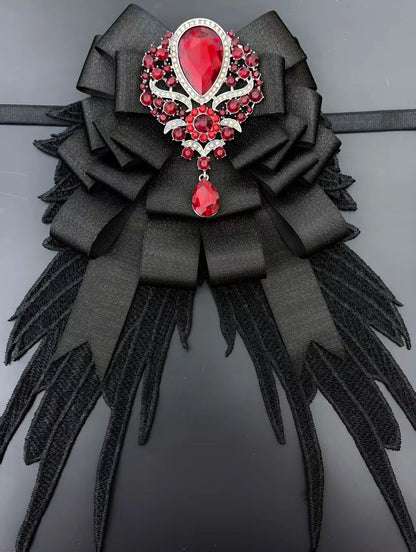 Luxury Rhinestone Mesh Wing Bow Brooch  Elegant Banquets Dress and Wedding Shirts Lapel Flower Bow Tie  Unisex Gift Accessory