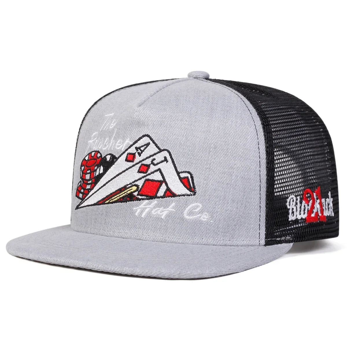 Unisex Poker Embroidery Hip-hop Net Hats Spring Summer Outdoor Adjustable Casual Baseball Caps Trucker Caps Sunscreen Hat