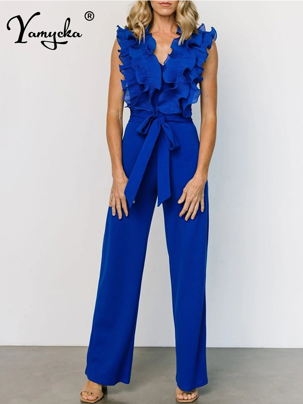 Sexy Backless Ruffles Jumpsuit Women Summer Fashion Romper Jumpsuit Woman One Pieces Streetwear Elegant Birthday Party Jumpsuits