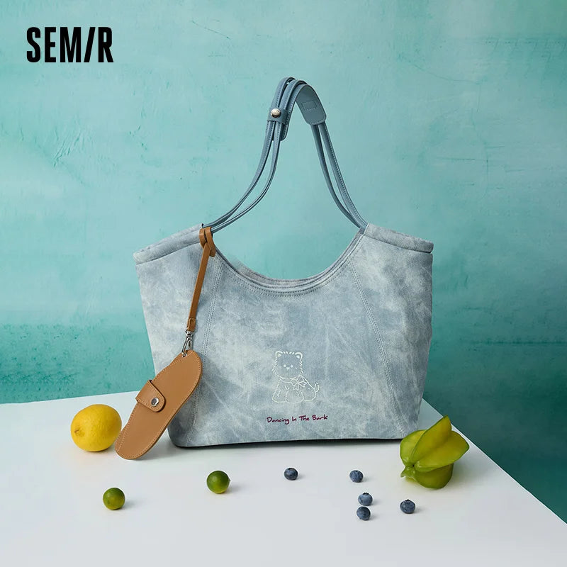 Semir Bag Women Tote Large Capacity Commute Shoulder Bag 2025 New Handbag Popular Underarm Bag Cartoon Print