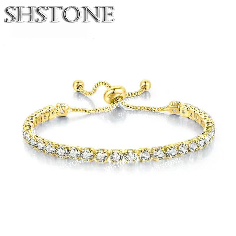 Noble 925 Sterling Silver Bracelet Chain Luxury Color Crystal Hand Jewelry For Women Charm Wedding Gift Party 18cm