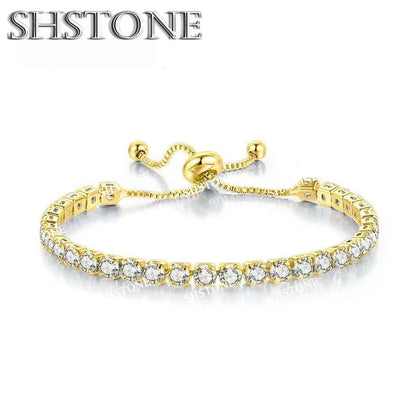 Noble 925 Sterling Silver Bracelet Chain Luxury Color Crystal Hand Jewelry For Women Charm Wedding Gift Party 18cm