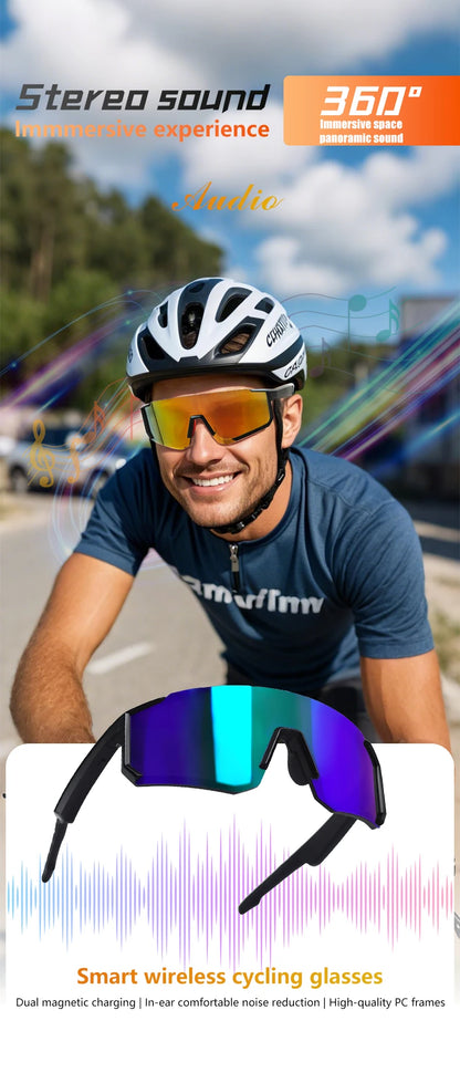 Smart Glasses Cycling Sport 100+ Online Language AI Automatic Dialogue Translation Bluetooth Glasses With Speaker UV Protection