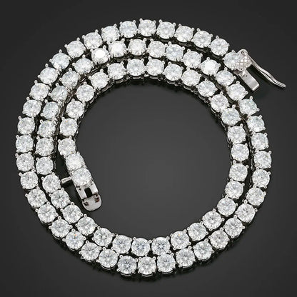 [Tennis Chain] Premium Unisex Moissanite Tennis Necklace for Men Original 925 Sterling Silver Hip Hop Tennis Bracelets for Women