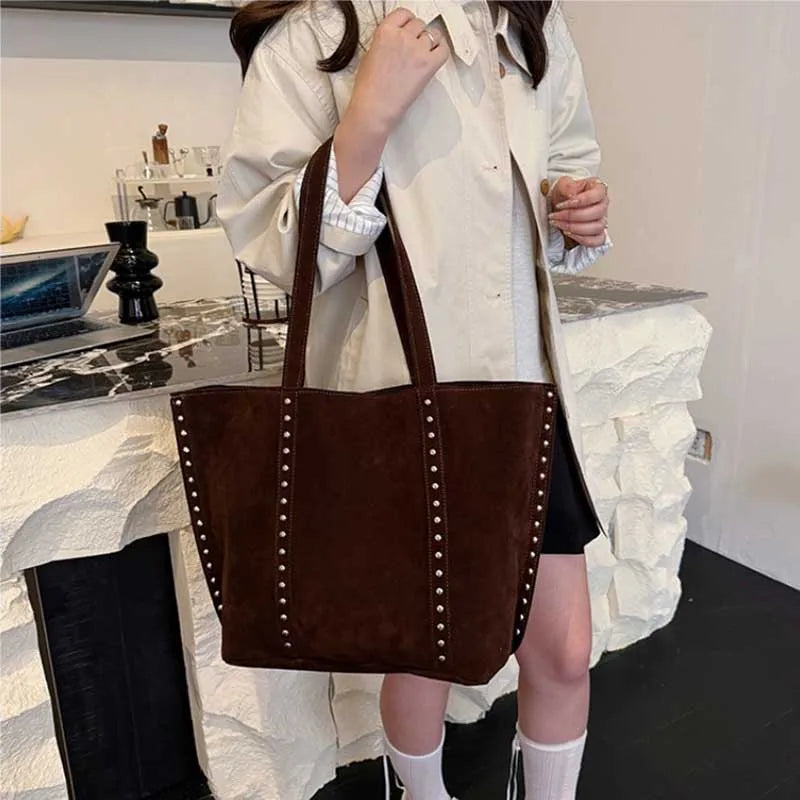 Fashion Microfiber Solid Sewing Shoulder Bags 2025 High Quality Retro Sweet Handbags Brand Sequined Large Capacity Bag for Women