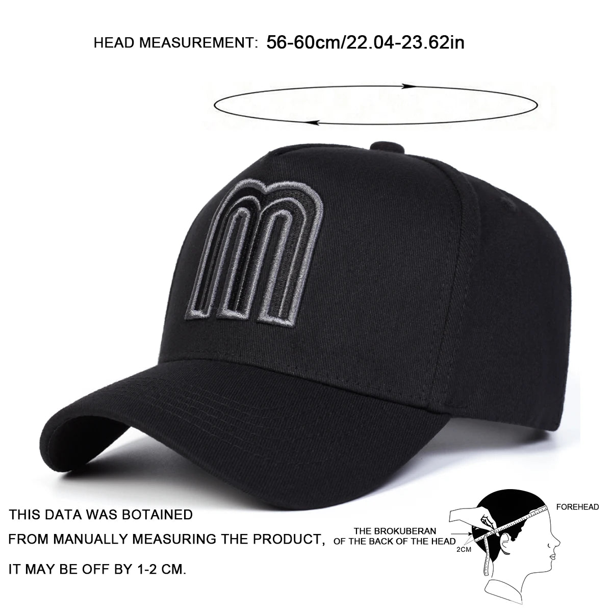 Unisex M Embroidery Baseball Caps Spring Autumn Outdoor Adjustable Casual Hats Sunscreen Hat Sports Cap