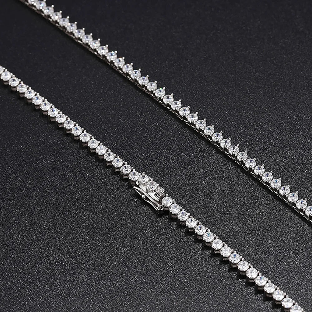 Serenity 3 Claw D Color Moissanite Tennis Necklace for Women Men 100% S925 Sterling Silver Lab Diamond Luxury Neck Chain Jewelry