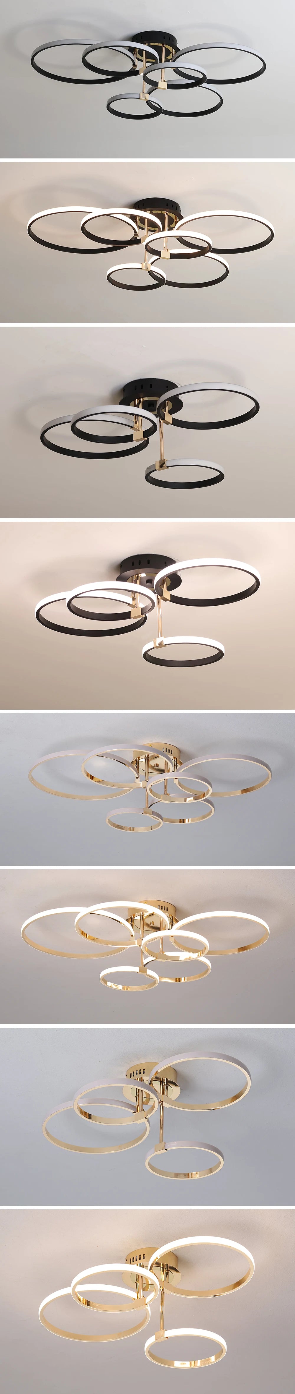 Modern LED Ceiling Chandelier for Living Bedroom,Round Dimmable Ceiling Lamp,Gold/Chrome/Black Bedroom Ceiling Light Fixture