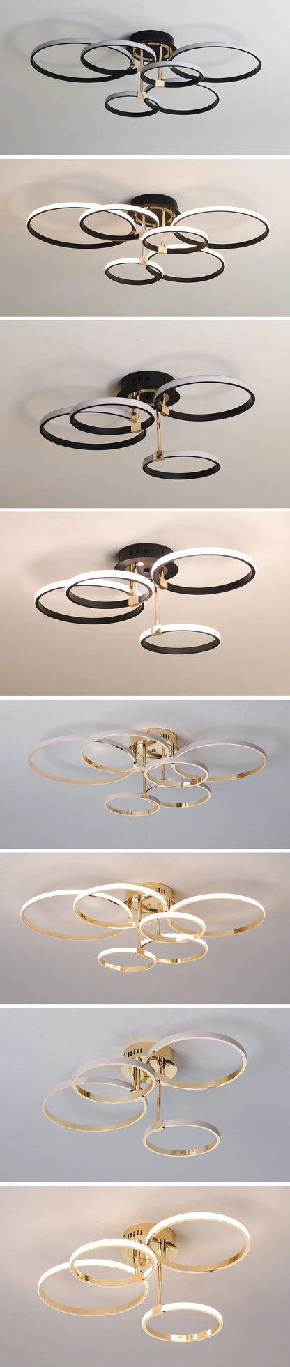Modern LED Ceiling Chandelier for Living Bedroom,Round Dimmable Ceiling Lamp,Gold/Chrome/Black Bedroom Ceiling Light Fixture