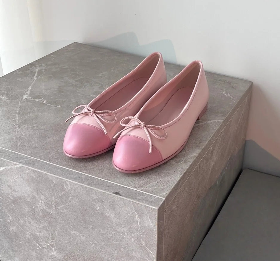 Luxury Brand Women's Low-heel Shoes Casual Bow-Detail Outdoor Hiking Shoes Materials Sheepskin Minimalist Versatile Dance Shoes