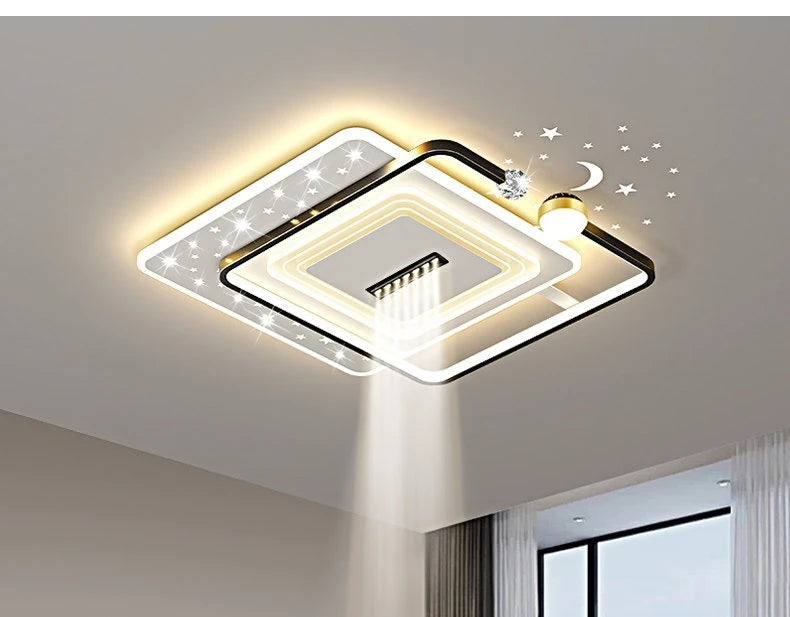 LED Ceiling Light with Spotlights Dimmable Remote Control Modern Living Room Lamp Fandelier Chandelier Smart Lighting