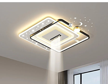 LED Ceiling Light with Spotlights Dimmable Remote Control Modern Living Room Lamp Fandelier Chandelier Smart Lighting