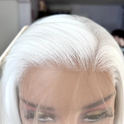 White Wig Natural Wavy Lace Synthetic Lace Front Wig Glueless Wigs Ready to Wear Long White Wig Glueless Lace Wigs for Women