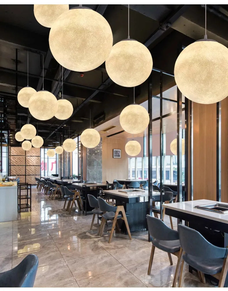 Nordic Moon Led Pendant Lights for Living Room Dining Bedroom Home Decorations Chandelier Cafe Restaurant Hanging Lamp Luminaire