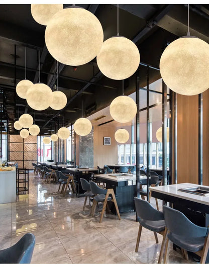 Nordic Moon Led Pendant Lights for Living Room Dining Bedroom Home Decorations Chandelier Cafe Restaurant Hanging Lamp Luminaire