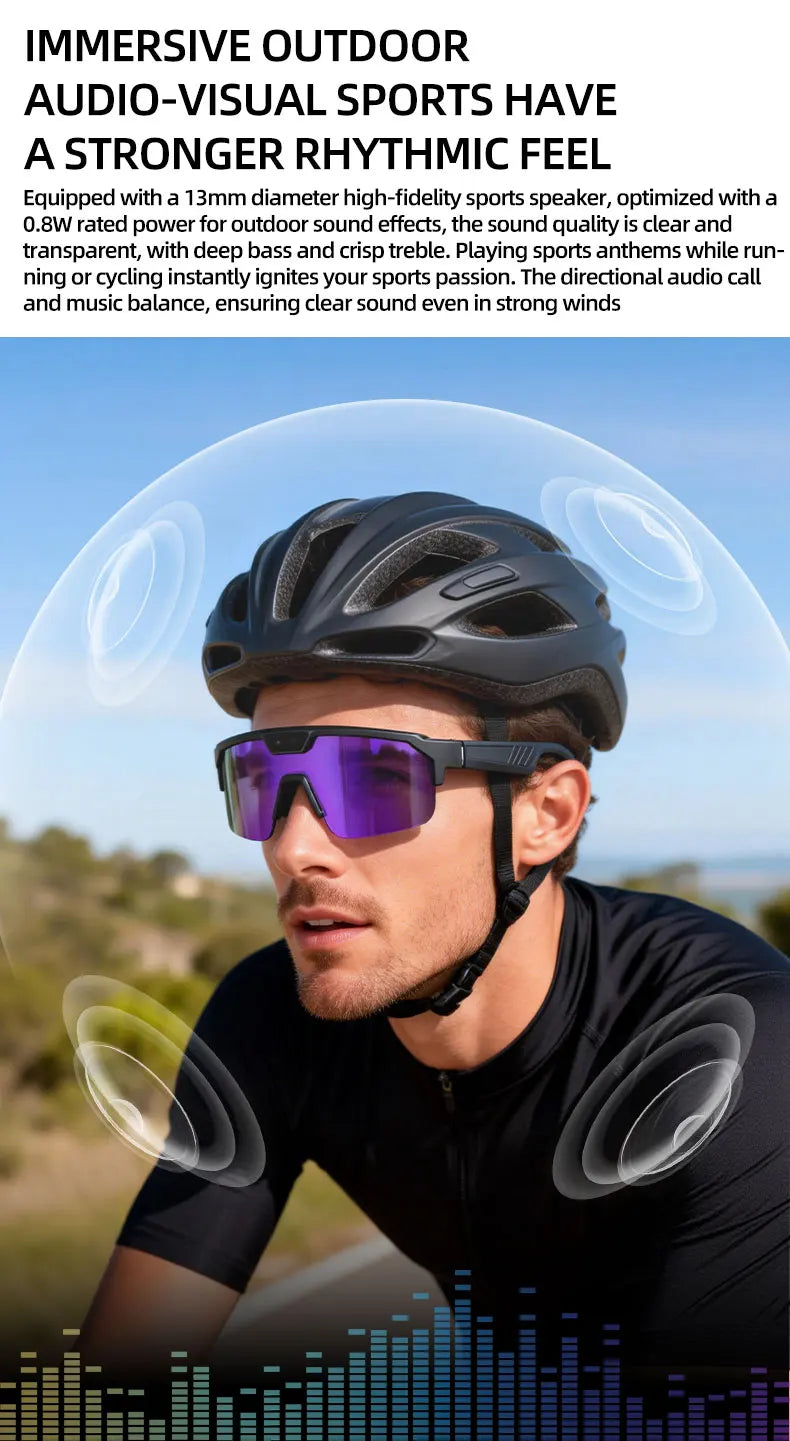 Smart Glasses with 4K HD Anti-Shake Camera & 3D Stereo Speakers Polarized UV400 Sport Sunglasses Bluetooth AI Outdoors Video POV