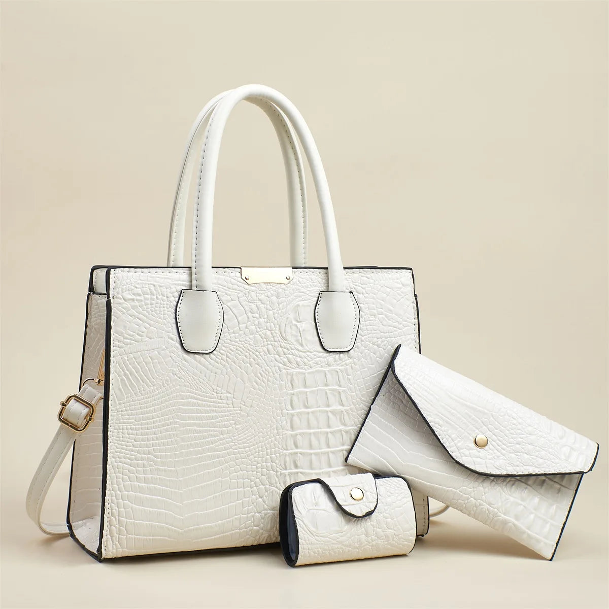 Crocodile Pattern Leather Women's Handbags Fashion Commuter Messenger Bags Large Capacity Luxury 3Piece Set Tote Shoulder Bags
