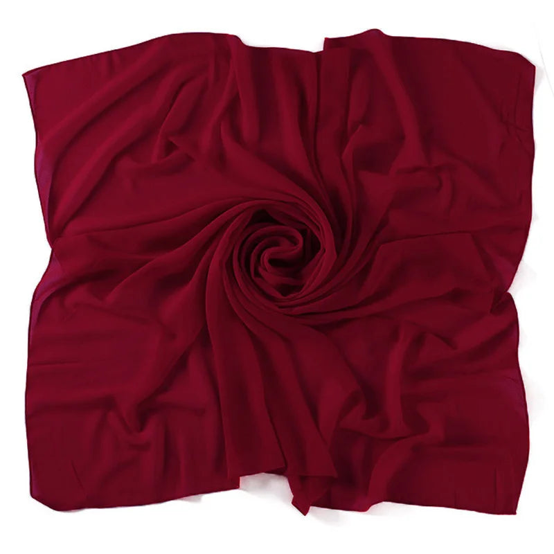90*90CM Headwrap Heavy Chiffon Square Scarf Muslim Hijabs Women Underscarf Fashion Casual Plain Color Hijab