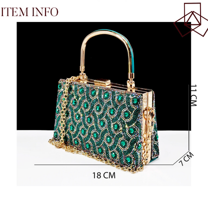 QSGFC 2024 Rhinestone Design INS Hot Sale New Arrivals African Shoes and Bag Set in Green Color Open Toe Comfortable Women Heels