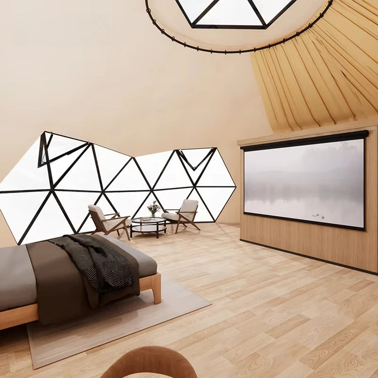 Luxury Outdoor Geodesic Dome Glamping Tent with Private Bathroom, Comfort Round Accommodation Shelter for Resort Vacation