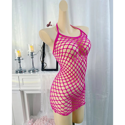 1PC Sexy Women Fishnet Cover Up Without Bikini Hollow Out Bodycon Dress  See Through Beachwear Summer Women's Swimwear
