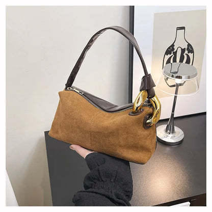 New Matte Suede Women's Shoulder Bag For Gift, Ladies Fashion Handbags Crossbody Bags For Daily Used