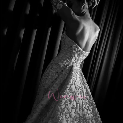 Luxury Peal Beadings O-Neck Exquisite Modern Design Charming Elegant Wedding Bride Dress Shimmering Customized vestidos de novia