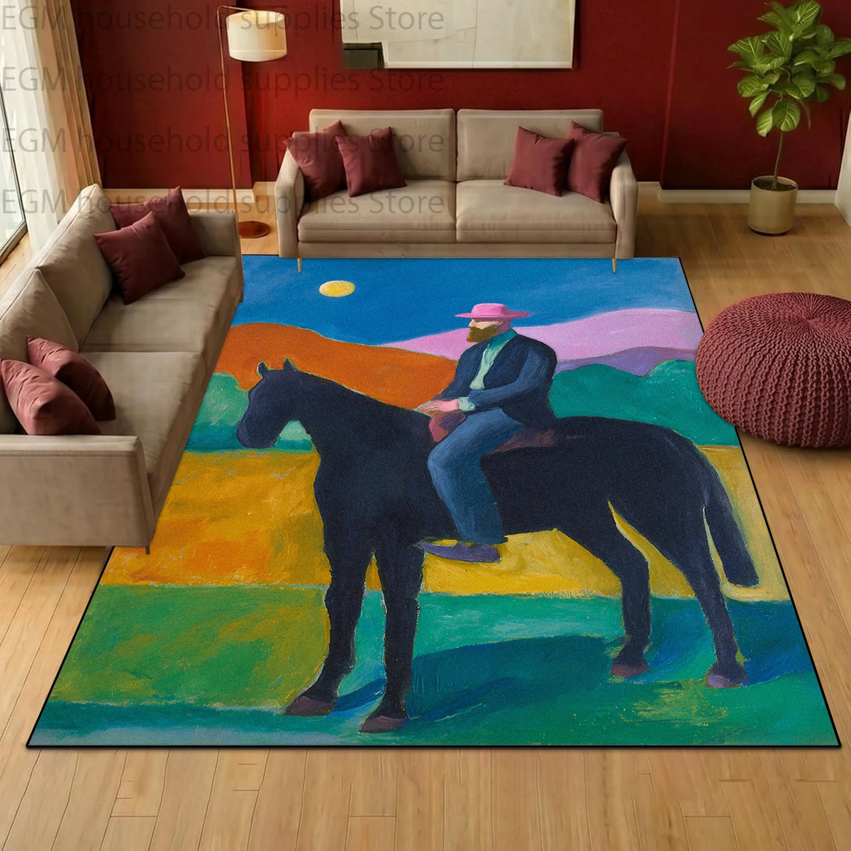 Retro Pop Art Oil Painting Carpet for Living Room Bohemian Home Decor Large Area Rugs Non-slip Washable Bedroom Fluffy Floor Mat