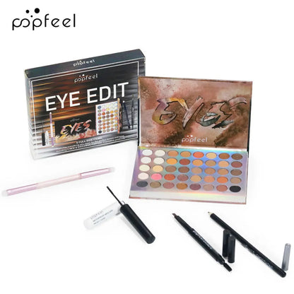 Essential Eye Makeup Set for Beginners Matte&Shimmer Eyeshadow Palette, Mascara, Eyebrow Pencil, Lip Eyeliner,Brush Tool Set Box