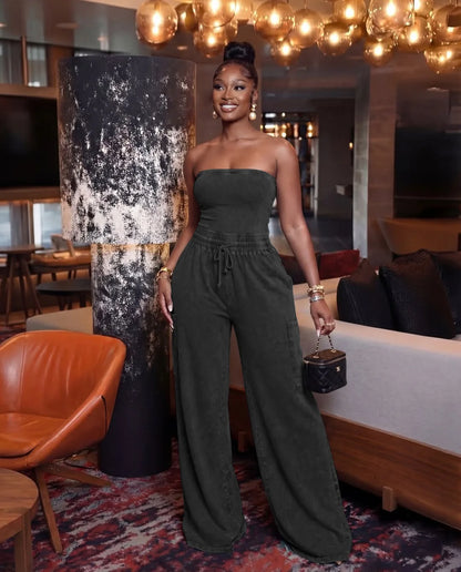 Jumpsuits Women One Piece Sleeveless Strapless Overalls Long Pants Elastic Waist Rompers Y2k Streetwear Jumpsuit Work 2026