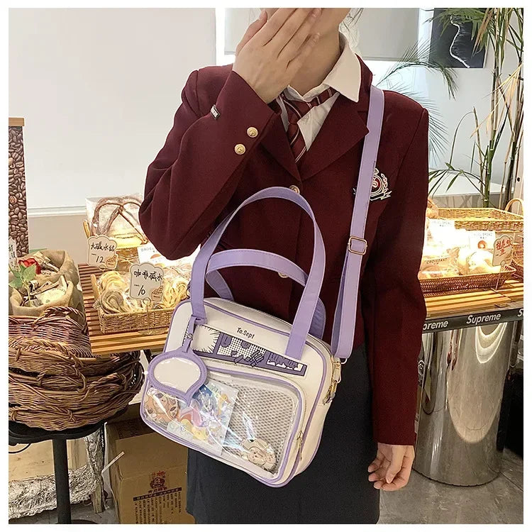 Y2K Japanese Harajuku Ita Bag for Women Cute Shoulder Bag Girls Transparent Itabag Crossbody Bag JK Shoulder Bags Handbags