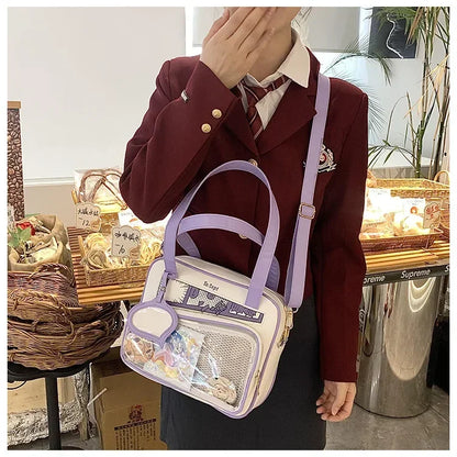 Y2K Japanese Harajuku Ita Bag for Women Cute Shoulder Bag Girls Transparent Itabag Crossbody Bag JK Shoulder Bags Handbags