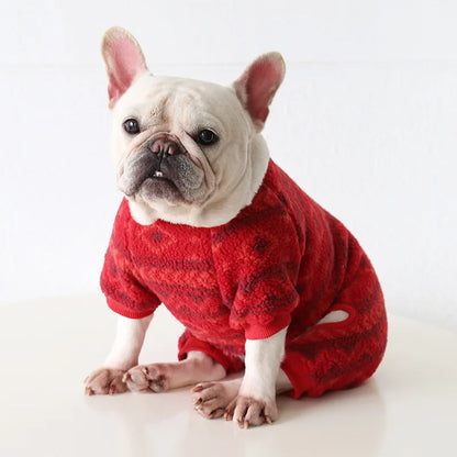 Multi Colors Winter Thick Furry Dog Clothing 4 Legged Fat Dog French Bull Sweatshirts Full Cover Pet Puppy Jumpsuit