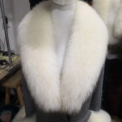 Winter Real Fox Fur Collar Woman Furry Natural Raccoon Fur Scarf Shawls Luxury Neck Warmer Wraps For Coat Fur Scarves Large Size