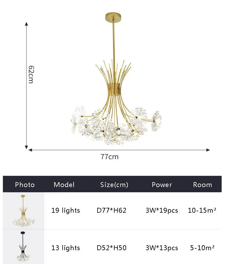 Ceiling Led Chandelier Modern Crystal Lamp Lustre Living Room Hanging Light Fixtures Kitchen Bedroom Home Decoration Black