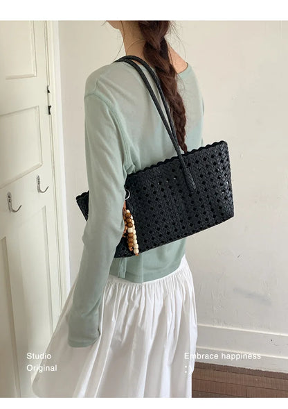 Weave Hollow Out Shoulder Bags for Women 2026 Summer Luxury Designer Hand Bag Females Beach Bags Handbags and Purses